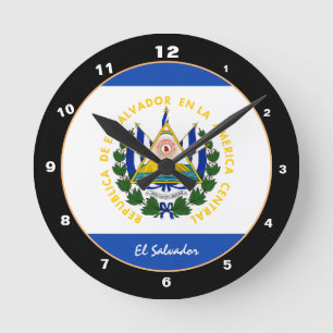 Reloj Redondo Mediano Bandera de Salvador Patriótico, Casa/diseño de El