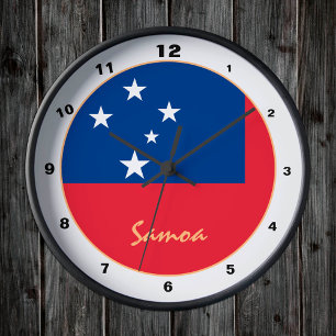 Reloj Redondo Mediano Bandera de Samoa moderna, hogar de moda de Samoa /