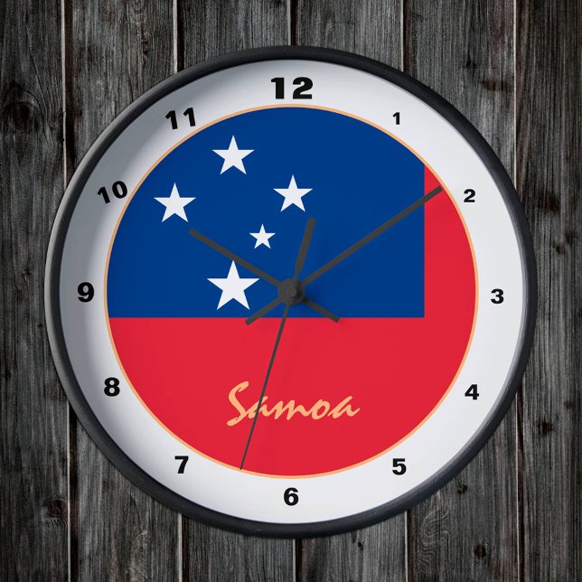 Reloj Redondo Mediano Bandera de Samoa moderna, hogar de moda de Samoa / (Subido por el creador)