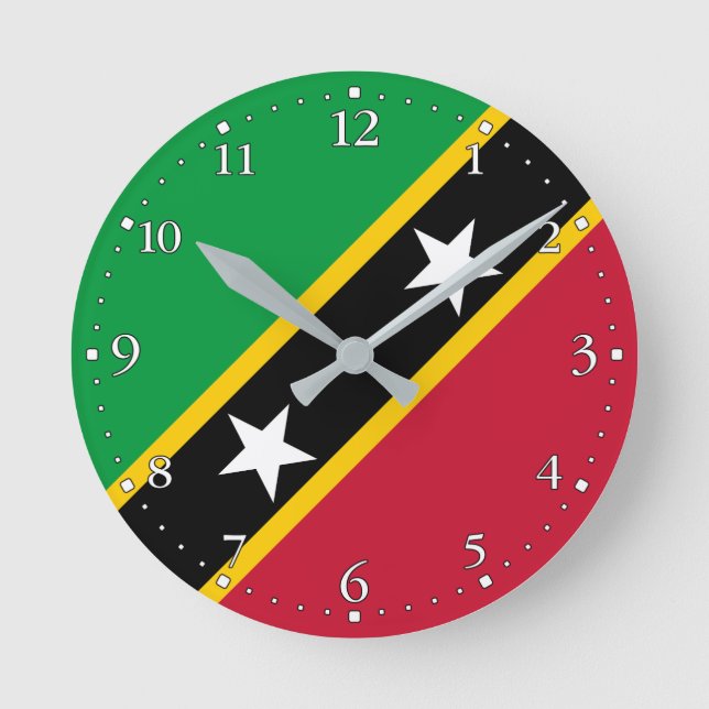 Reloj Redondo Mediano Bandera de San Cristóbal y Nieves (Anverso)