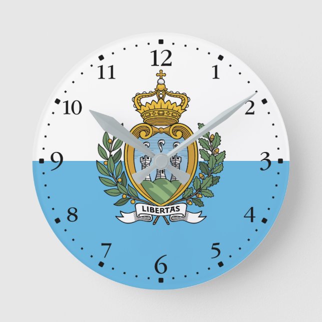 Reloj Redondo Mediano Bandera de San Marino (Anverso)
