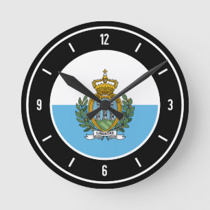 Reloj Redondo Mediano Bandera de San Marino elegante
