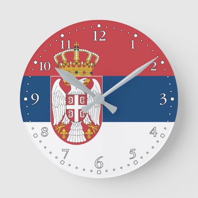 Reloj Redondo Mediano Bandera de Serbia (Anverso)