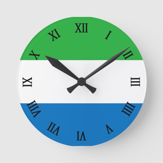 Reloj Redondo Mediano Bandera de Sierra Leona (Anverso)
