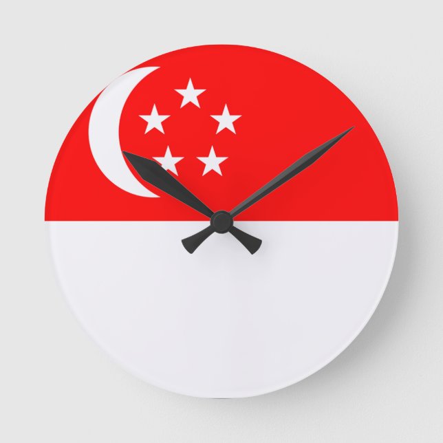 Reloj Redondo Mediano Bandera de Singapur (Anverso)