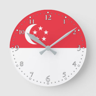 Reloj Redondo Mediano Bandera de Singapur