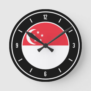 Reloj Redondo Mediano Bandera de Singapur elegante