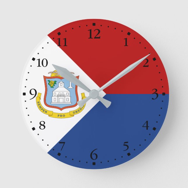 Reloj Redondo Mediano Bandera de Sint Maarten (Anverso)