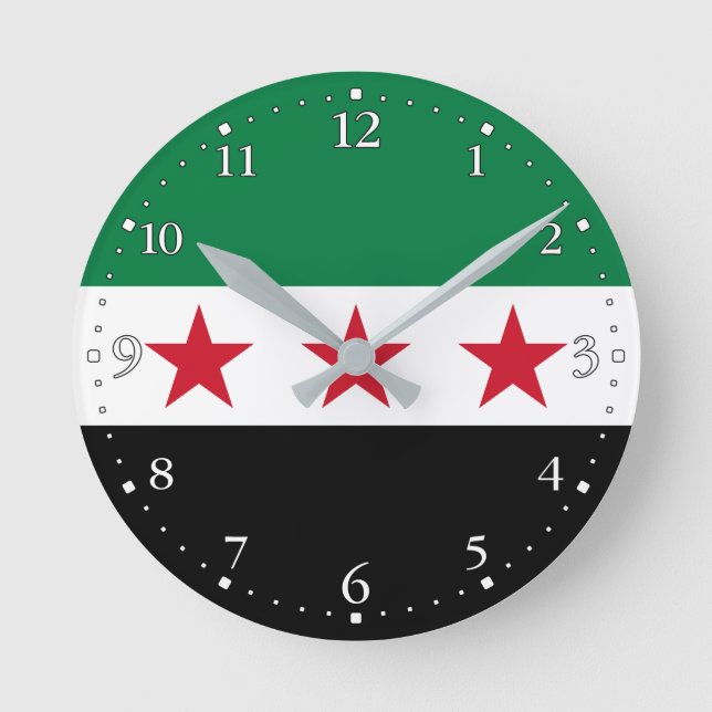 Reloj Redondo Mediano Bandera de Siria (Anverso)