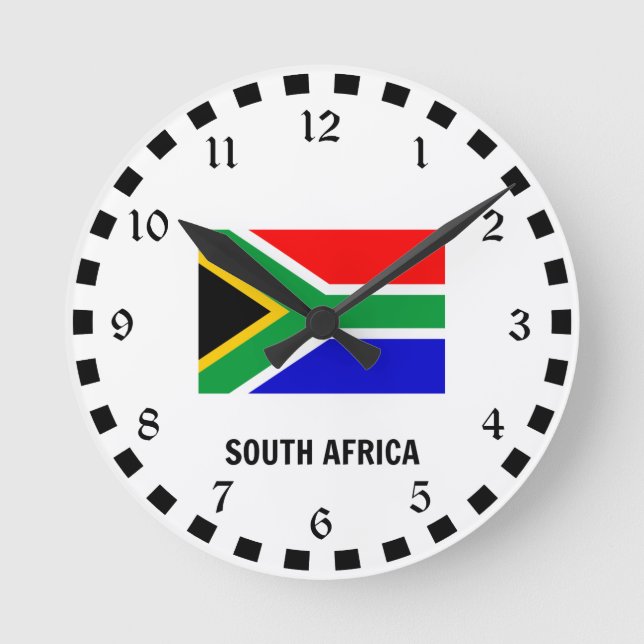 Reloj Redondo Mediano Bandera de Sudáfrica (Anverso)