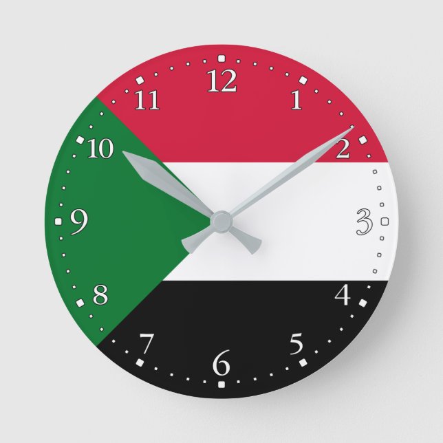 Reloj Redondo Mediano Bandera de Sudán (Anverso)