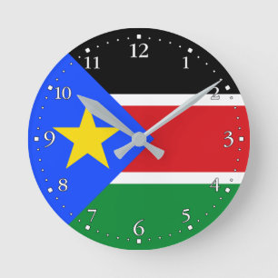 Reloj Redondo Mediano Bandera de Sudán del Sur