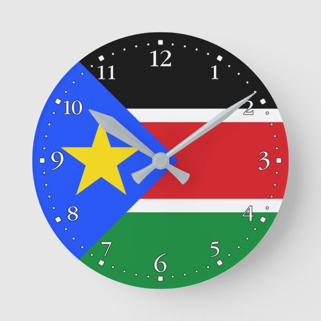 Reloj Redondo Mediano Bandera de Sudán del Sur (Anverso)