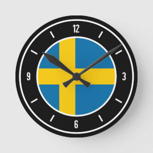 Reloj Redondo Mediano Bandera de Suecia elegante