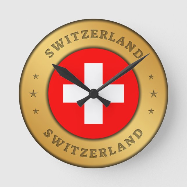 Reloj Redondo Mediano Bandera de Suiza (Anverso)