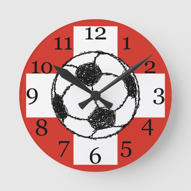 Reloj Redondo Mediano Bandera de Suiza| Balón de fútbol (Anverso)