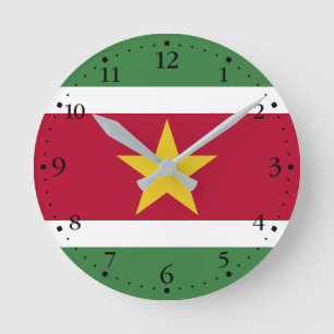 Reloj Redondo Mediano Bandera de Surinam