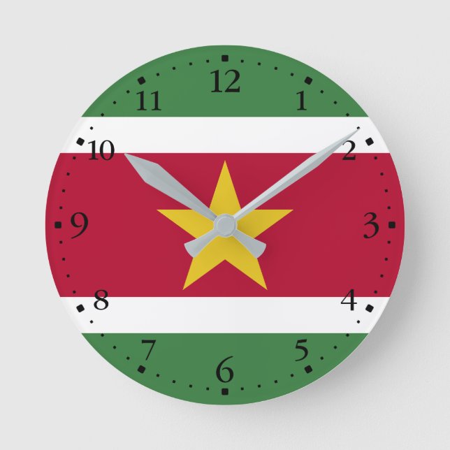 Reloj Redondo Mediano Bandera de Surinam (Anverso)