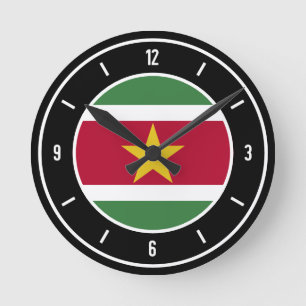 Reloj Redondo Mediano Bandera de Surinam elegante