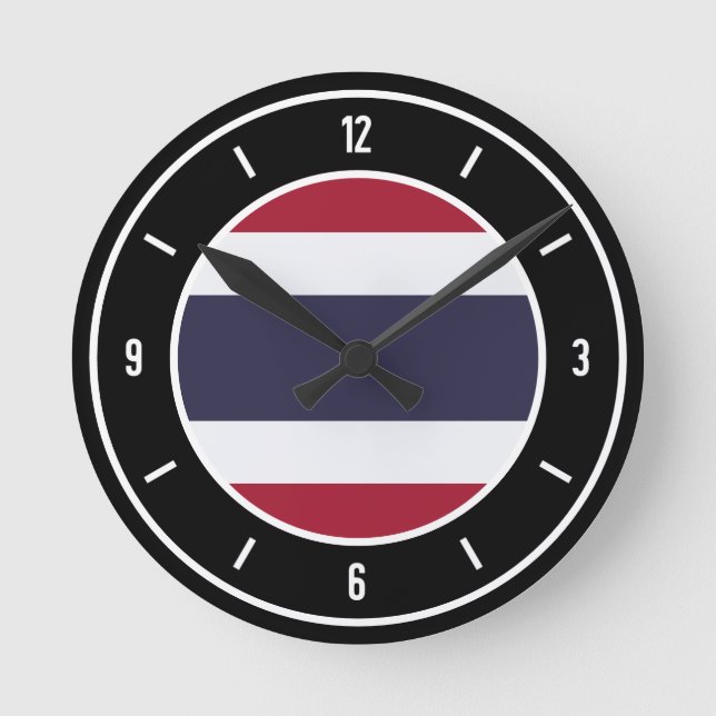 Reloj Redondo Mediano Bandera de Tailandia elegante (Anverso)