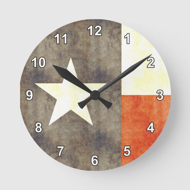 Reloj Redondo Mediano Bandera de Texas retro vintage (Anverso)