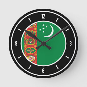 Reloj Redondo Mediano Bandera de Turkmenistán elegante