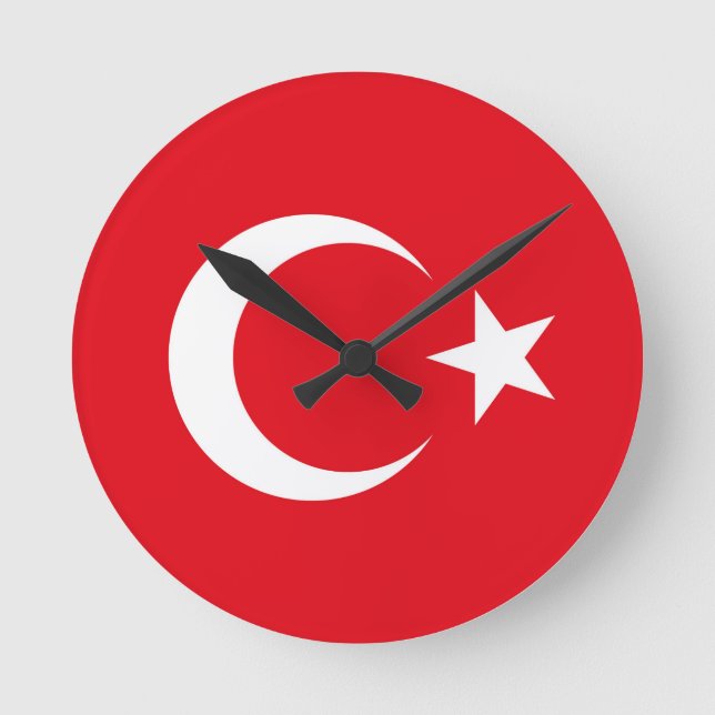 Reloj Redondo Mediano Bandera de Turquía (Anverso)