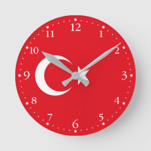 Reloj Redondo Mediano Bandera de Turquía