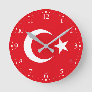Reloj Redondo Mediano Bandera de Turquía
