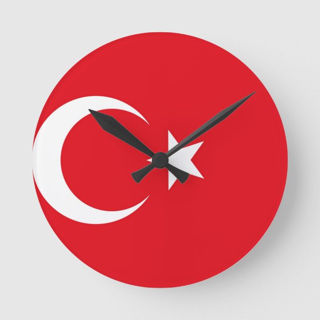 Reloj Redondo Mediano Bandera de Turquía (Anverso)