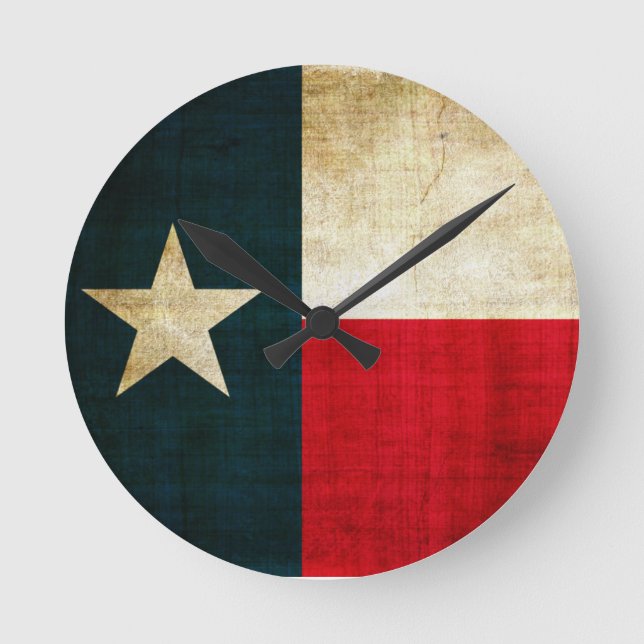 Reloj Redondo Mediano Bandera de una estrella solitaria en Texas: un pat (Anverso)