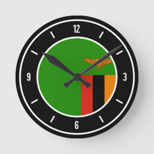 Reloj Redondo Mediano Bandera de Zambia elegante