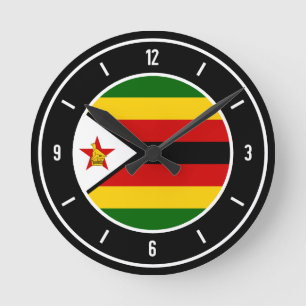 Reloj Redondo Mediano Bandera de Zimbabue Elegante