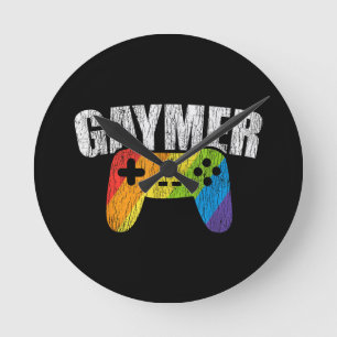 Reloj Redondo Mediano Bandera del arcoiris gay jugando a la homosexualid