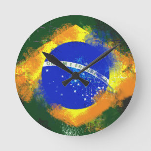 Reloj Redondo Mediano Bandera del brasilen@o del Brasil del BR