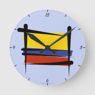 Reloj Redondo Mediano Bandera del cepillo de Colombia