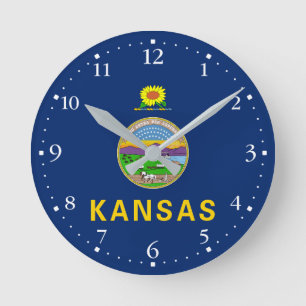 Reloj Redondo Mediano Bandera del estado de Kansas