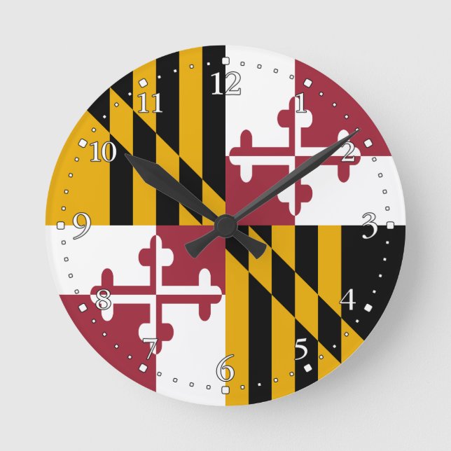 Reloj Redondo Mediano Bandera del Estado de Maryland (Anverso)