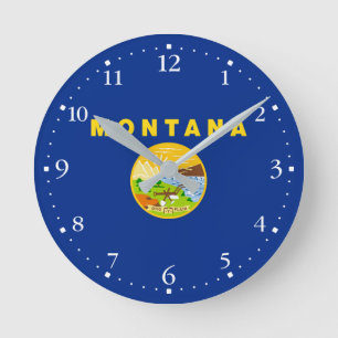 Reloj Redondo Mediano Bandera del estado de Montana