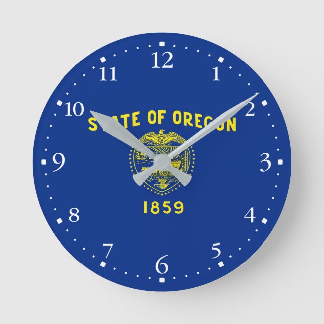 Reloj Redondo Mediano Bandera del Estado de Oregon (Anverso)