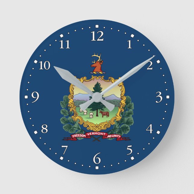 Reloj Redondo Mediano Bandera del Estado de Vermont (Anverso)
