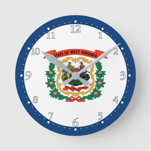 Reloj Redondo Mediano Bandera del Estado de Virginia Occidental (Anverso)