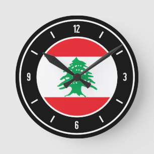 Reloj Redondo Mediano Bandera del Líbano elegante