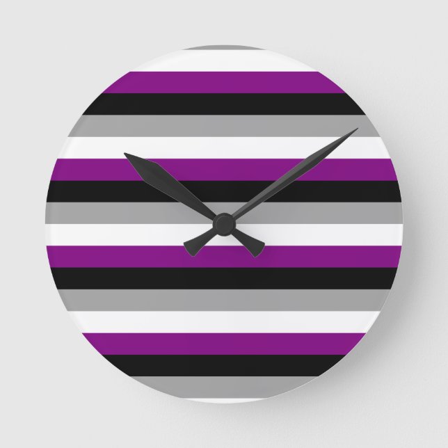 Reloj Redondo Mediano Bandera del Orgullo Asexual (Anverso)