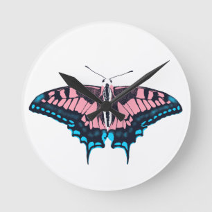 Reloj Redondo Mediano Bandera del Orgullo Transgénero Mariposa Tradicion