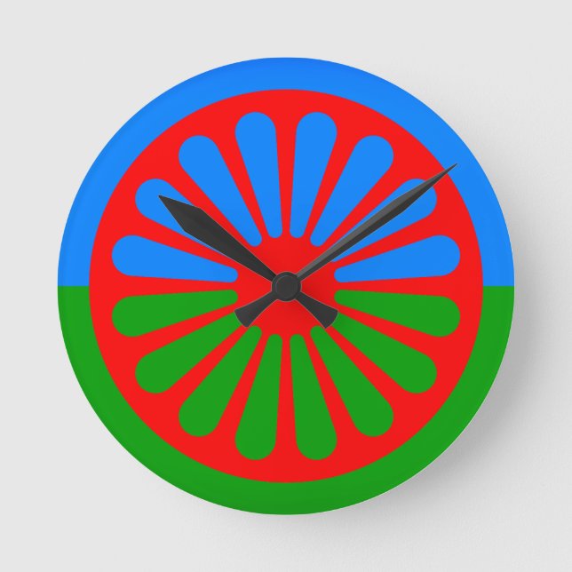 Reloj Redondo Mediano Bandera del pueblo romaní (Anverso)