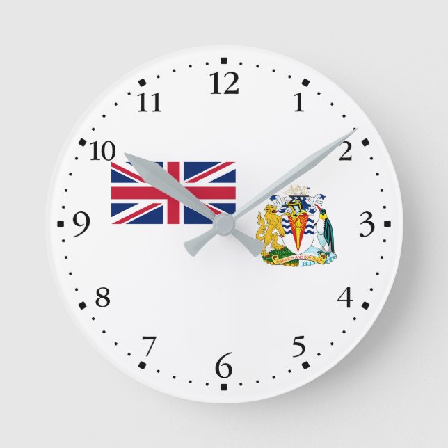 Reloj Redondo Mediano Bandera del Territorio Antártico Británico (Anverso)