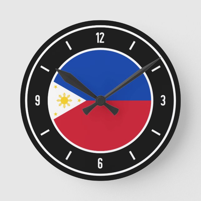 Reloj Redondo Mediano Bandera elegante de Filipinas (Anverso)