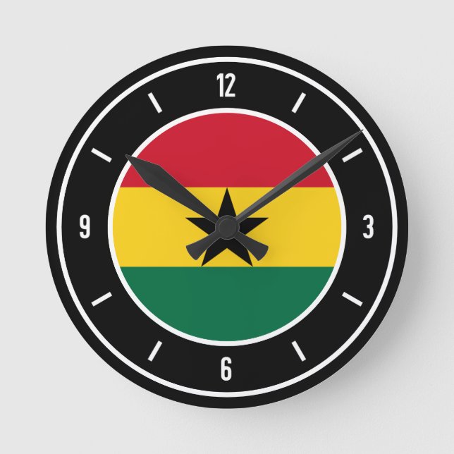 Reloj Redondo Mediano Bandera elegante de Ghana (Anverso)