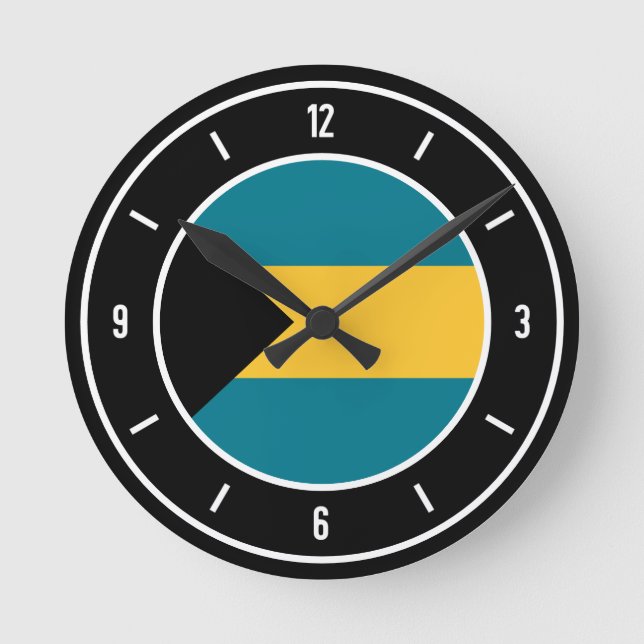Reloj Redondo Mediano Bandera elegante de las Bahamas (Anverso)